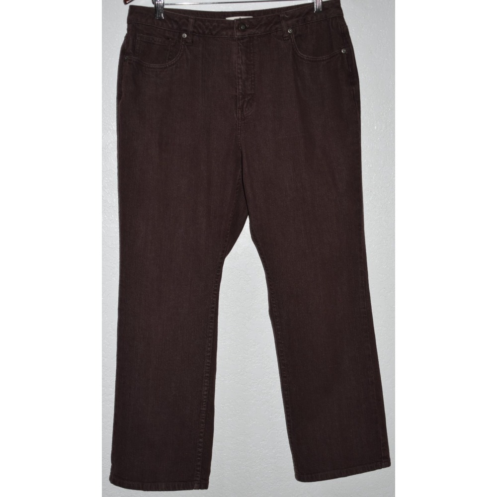 Coldwater Creek 14P Stretch Jeans Brown Denim Straight Leg 5-Pocket 14 Petite
